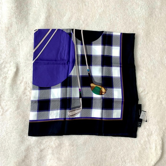NWT Authentic Gucci Golf Sports Prints Silk Scarf - Picture 7 of 7
